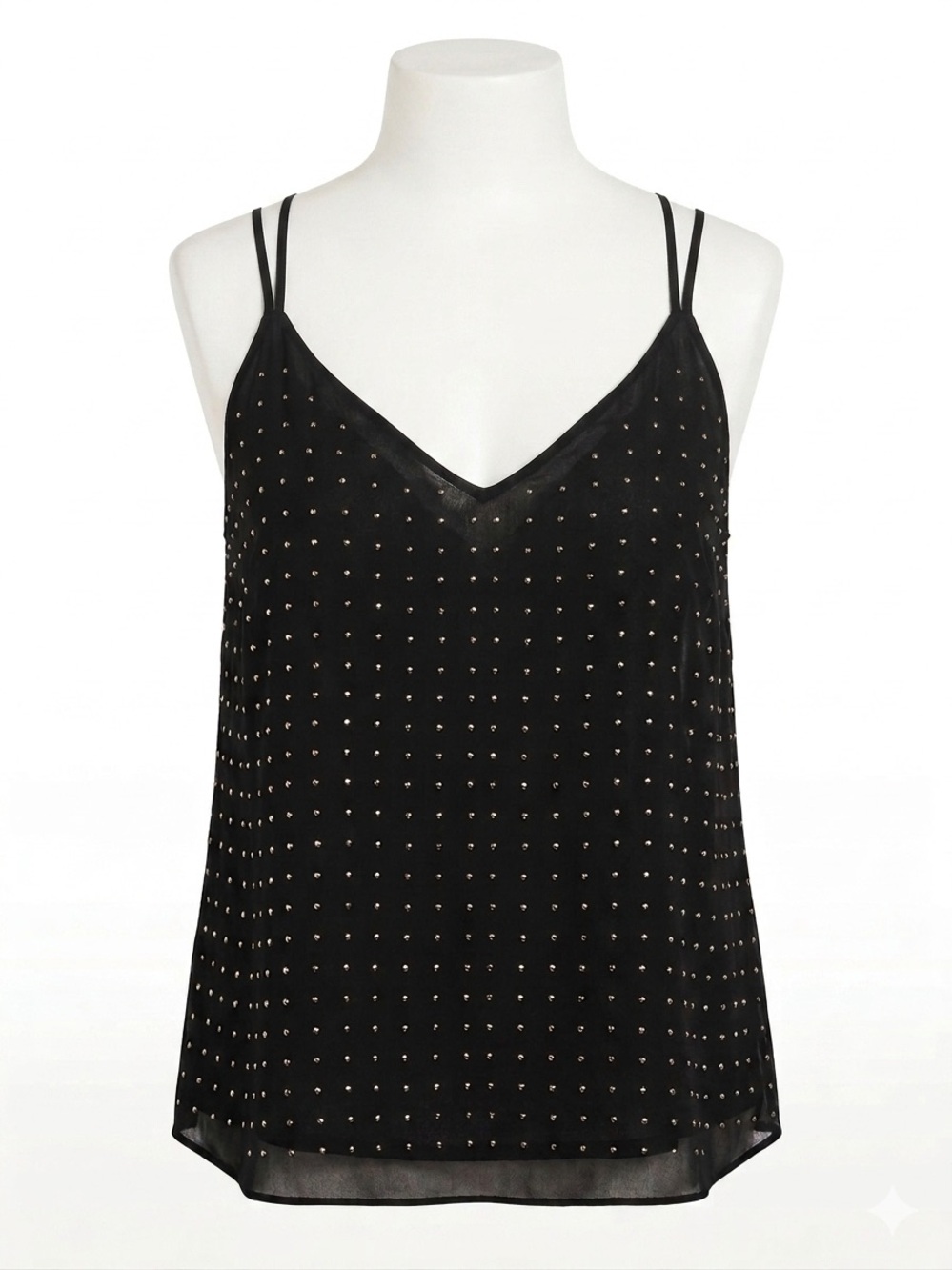 City Chic Black Rhinestone Silver Stud Racerback Tank Top | Plus Size L / 20
